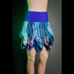 Perky Pixie Skirt in Blue Pattern Work