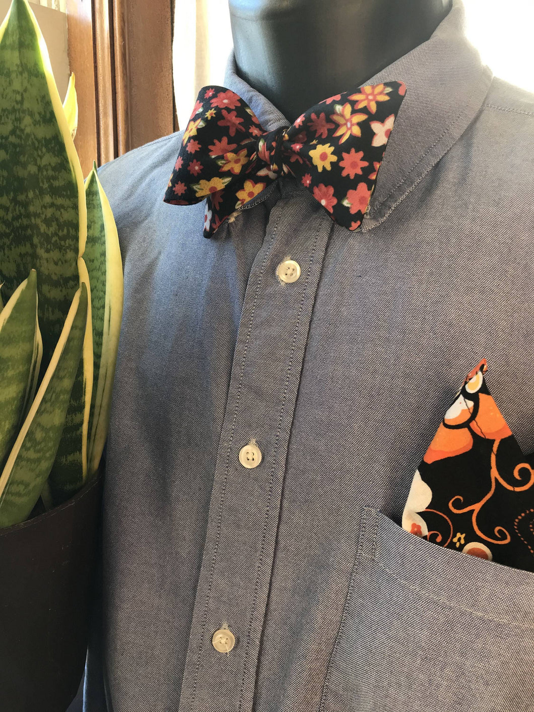 Autumn Floral Bow Tie and Pocket Square