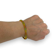 Load image into Gallery viewer, Yellow and Rainbow Plastic Lacing Bracelet
