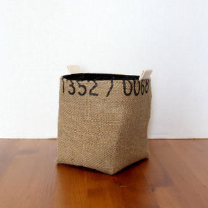Upcycled Coffee Sack Basket - Small - 1352