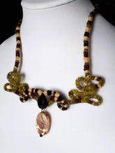 Load image into Gallery viewer, Macrame necklace green multicolour stone
