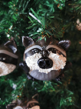 Load image into Gallery viewer, Racoon Handpainted Sculpted Christmas/Holiday Ornament
