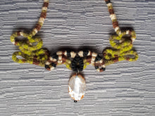 Load image into Gallery viewer, Macrame necklace green multicolour stone
