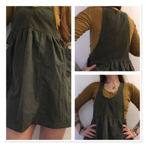linen pinafore dress, size 8-12