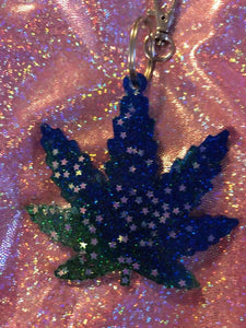Resin Weed Leaf Keychain