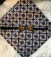 Load image into Gallery viewer, Leopard Bow Tie with Gold Graphic Pocket Square
