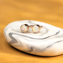 Load image into Gallery viewer, Opal Bezel Studs in Rose Gold

