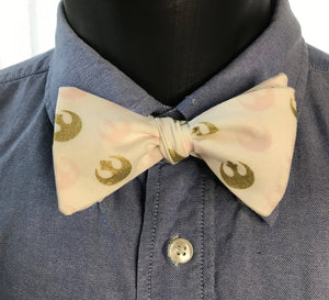 Pink and Gold Star Wars Bow Tie and Pocket Sqaure