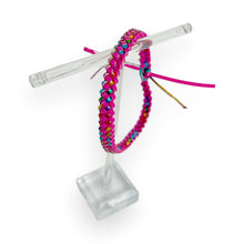 Load image into Gallery viewer, Pink and Rainbow Plastic Lacing Bracelet
