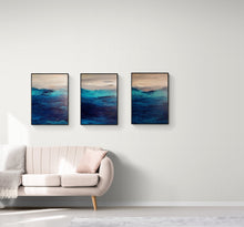 Load image into Gallery viewer, Large Seascape Triptych, Set of 3 Original Modern Paintings, Ocean Painting Abstract, Ready to Hang, Living Room Art, Hand Painted Art
