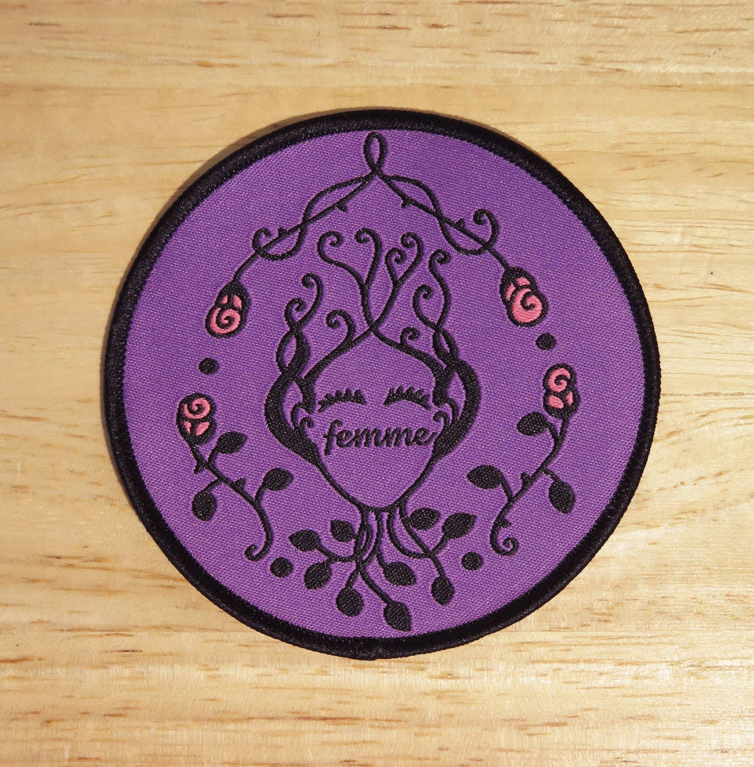 Femme queer lgbtqia+ purple floral patch