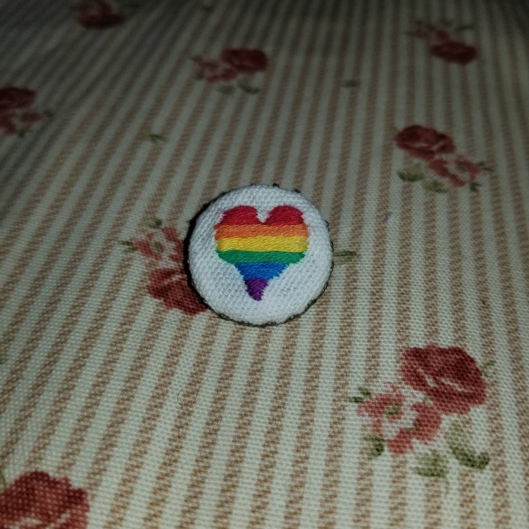 Rainbow LGBTQ pride heart brooch pin