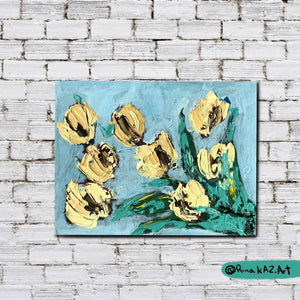 "Turquoise Blossom"- - Original Acrylic Floral Painting