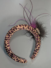 Load image into Gallery viewer, Power Headband - Purple Leopard + feathers

