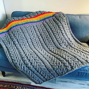 Big G(r)AY Blanket Rainbow Pride Cable Knit Blanket