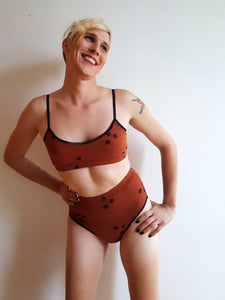 Valkyrie High-Waisted Gaff Panty in Rust Print