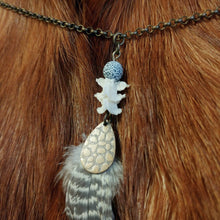 Load image into Gallery viewer, Cockatiel Feather and Snake Vertebrae Necklace - *REAL BONE*
