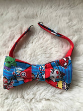 Load image into Gallery viewer, Cute Avengers Bow Tie with Plaid Pocket Square
