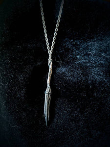 Witch&#39;s besom broomstick silver necklace small version