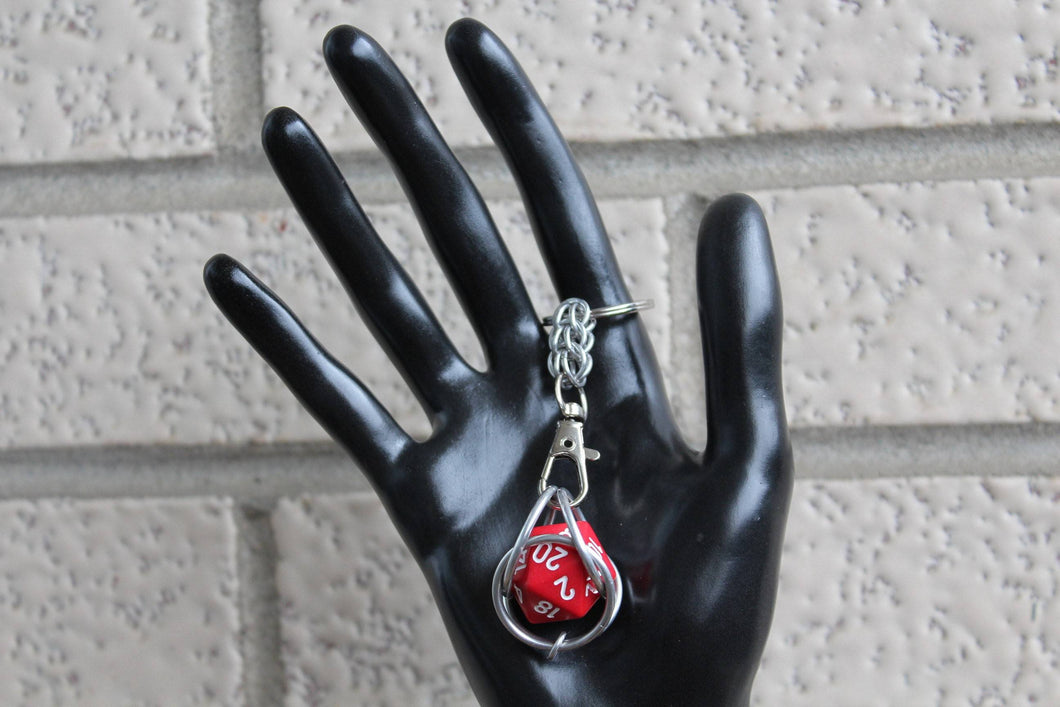 Red D&D Dice Chainmaille Keychain