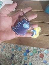 Load image into Gallery viewer, Blue Among Us Ghost Pom Pom Resin Keychain
