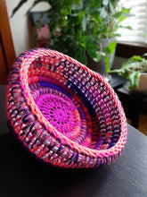 Load image into Gallery viewer, Crochet basket clear purple pinks multicolour
