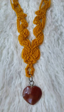 Load image into Gallery viewer, Macrame necklace yellow red stone
