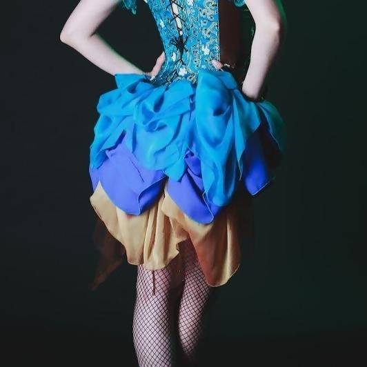 Scout Me Up Bustle Skirt in Teal, Blue and Orange