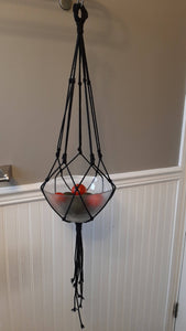 Macrame hanger long black cord