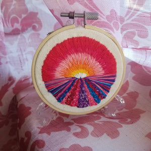 Hand embroidered landscape art hoop