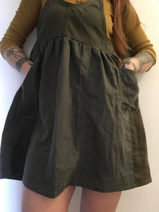 linen pinafore dress, size 8-12