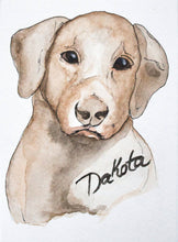 Load image into Gallery viewer, custom pet portrait - 5x7 watercolour painting
