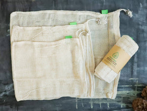 100% Cotton Mesh Bag Set of 2 for Masks, Cotton Rounds, & Underwear