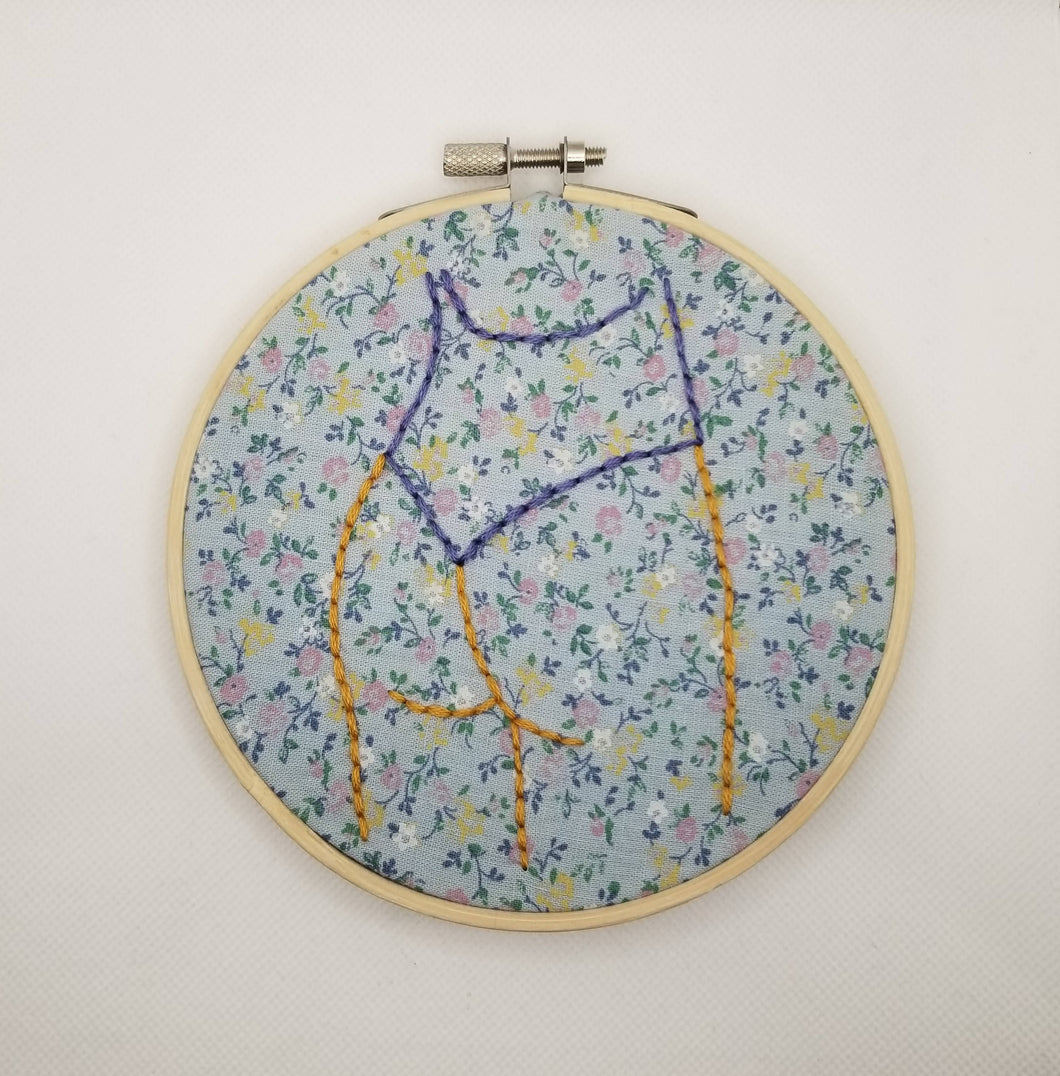 Hand Embroidered Ditsy Floral Butt Art Hoop