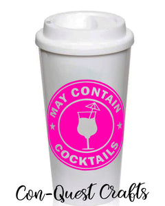 May Contain Cocktails Permanent Decal - DECAL ONLY