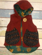 red wool kids vest, size 5