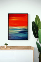 Load image into Gallery viewer, Calming Abstract Painting, Hand Painted Art, Expressionistic Living Room Wall Art, Orange skies Painting, Hand Painted by Rina Kaavchinski
