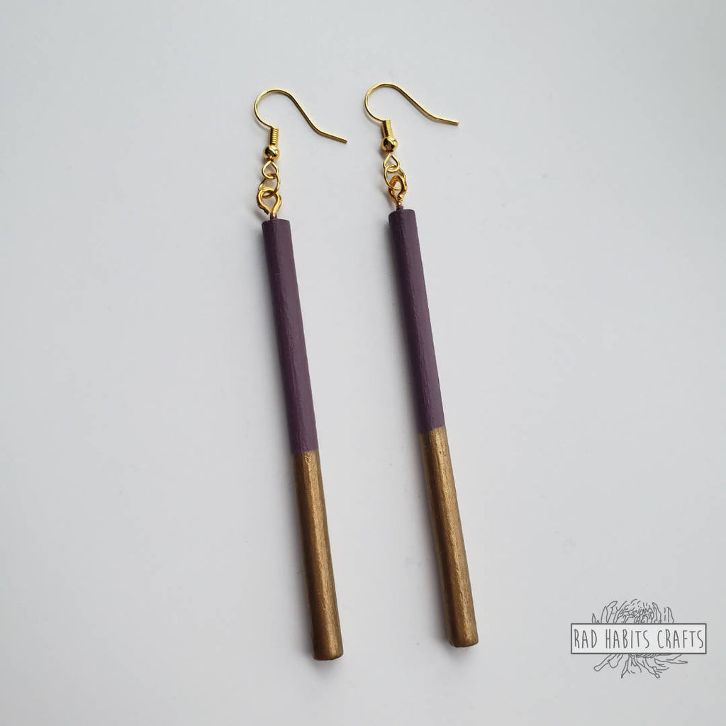 Lavender and Gold Earrings