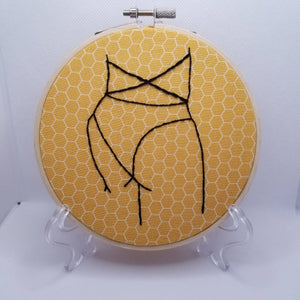 Hand Emrboidered Honeycomb Butt Art Hoop