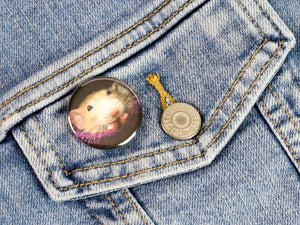 Cute Ratties! Pinback Buttons or Strong Ceramic Magnets