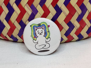 1" Button - Colorful Yoga Cat