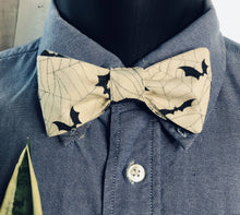 Load image into Gallery viewer, Bat and Cobweb Bow Tie with Pocket Square
