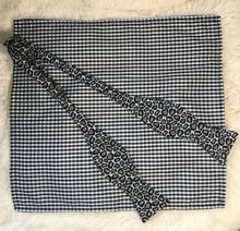 Load image into Gallery viewer, Grey and Black Leopard Print Bow Tie and Gingham Pocket Square
