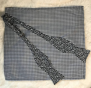 Grey and Black Leopard Print Bow Tie and Gingham Pocket Square