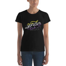 Load image into Gallery viewer, Gender Rebel Fitted Tee | Non-Binary Pride Shirt | LGBTQ+ Tshirt | Enby Shirts

