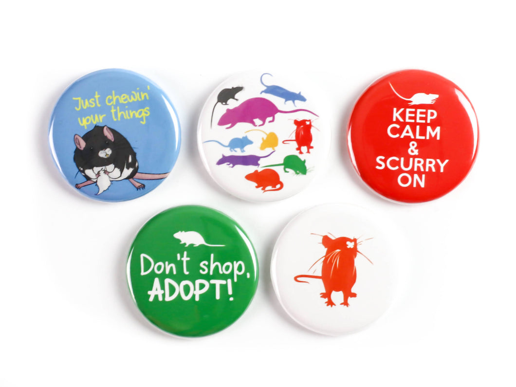 Chewing Your Things Rat Pinback Buttons or Strong Ceramic Magnets