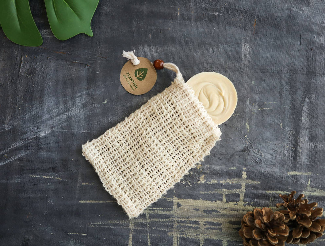 Soap Saver | Exfoliating Sisal Bag, Pouch | Washcloth, Mitt, Puff for Shower, Bathroom | Zero Waste | Plantish | Mother's Day Gifts