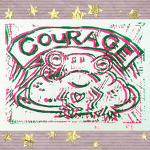 Load image into Gallery viewer, Courage Frog Linocut Greeting Card
