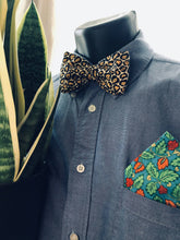 Load image into Gallery viewer, Leopard Print Bow Tie and Orange/Teal Floral Print Pocket Square
