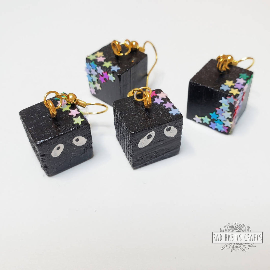 Studio Ghibli Inspired Soot Sprite Cube Earrings